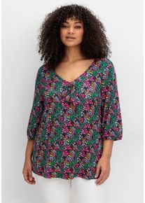 sheego by Joe Browns Große Größen Shirt mit Allover-Blumendruck und tiefem Ausschnitt Gr. 52/54 bunt geblümt von sheego für Damen