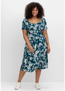 sheego by Joe Browns Große Größen Jerseykleid mit Blumendruck und Herzausschnitt Gr. 40 blau geblümt von sheego für Damen