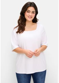 Große Größen Shirt mit Karree-Ausschnitt, leicht tailliert Gr. 56/58 beige von sheego für Damen