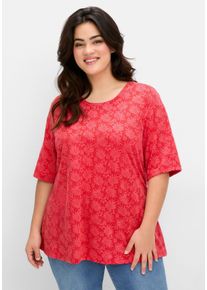 Große Größen Shirt mit Alloverprint, leicht tailliert Gr. 44/46 rot von sheego für Damen