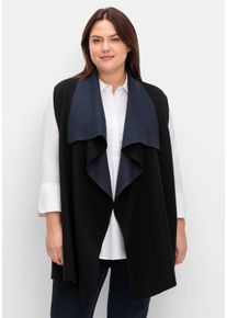 Große Größen Doubleface-Weste mit weich fallendem Kragen Gr. 44/46 schwarz von sheego für Damen