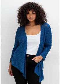 sheego by Joe Browns Große Größen Strickjacke im Häkel-Look, mit zipfeligem Saum Gr. 56/58 blau von sheego für Damen