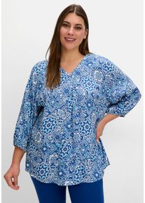 Große Größen Tunika mit Alloverdruck und 3/4-Arm Gr. 50 blau bedruckt von sheego für Damen