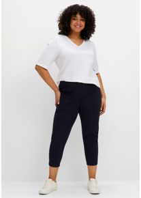 Große Größen Schmale 7/8-Hose mit Gummibund Gr. 48 blau von sheego für Damen