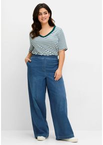 Große Größen Weite Jeans mit Schlupfbund, in leichter Qualität Gr. 52 blau von sheego für Damen