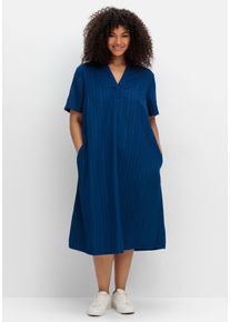 Große Größen Kleid mit Polokragen, in Längsstruktur Gr. 46 blau von sheego für Damen