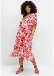 sheego by Joe Browns Große Größen Chiffonkleid mit Blumendruck und Flügelärmeln Gr. 44 pink geblümt von sheego für Damen