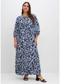 Große Größen Maxikleid mit floralem Druck und gestuftem Rock Gr. 58 blau geblümt von sheego für Damen