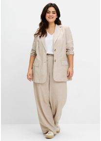 Große Größen Weite Schlupfhose mit Bindeband, im Leinenmix Gr. 46 beige von sheego für Damen