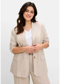 Große Größen Blazer im Leinenmix, leicht tailliert Gr. 50 beige von sheego für Damen