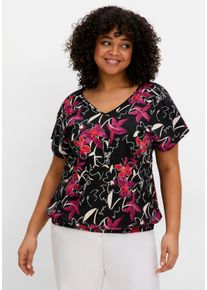Große Größen Shirt mit Ärmel-Schlitz und Alloverdruck Gr. 48/50 schwarz bedruckt von sheego für Damen