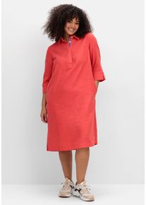 Große Größen Hemdblusenkleid aus Leinen-Viskose-Mix Gr. 54 rot von sheego für Damen