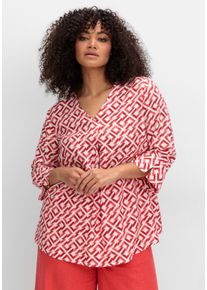 Große Größen 3/4-Arm-Tunika mit Faltendetails und Grafikprint Gr. 40 rot bedruckt von sheego für Damen