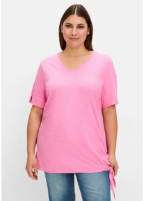 Große Größen Shirt mit Knotendetail am Saum Gr. 40/42 pink von sheego für Damen