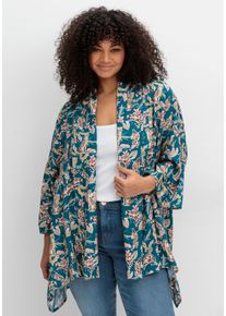 sheego by Joe Browns Große Größen Blusenjacke im Kimono-Stil, mit Blumendruck Gr. 52/54 blau geblümt von sheego für Damen