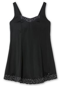 Große Größen Badekleid mit Pünktchen und integrierter Hose Gr. 48B schwarz von sheego für Damen