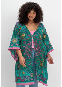 sheego by Joe Browns Große Größen Lange Blusenjacke mit Ornament- und Bordürenprint Gr. 44/46 blau geblümt von sheego für Damen