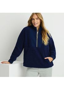 LANDS' END Teddy-Pullover mit Rei&szlig;verschluss, Damen,  Blau, Polyester, by Lands' End