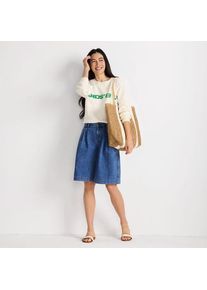 LANDS' END Leichte Jeans-Bermudashorts mit Bundfalten, Damen,  Blau, Baumwolle, by Lands' End