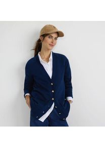 LANDS' END Relaxter V-Cardigan DRIFTER, Damen,  Blau, Baumwolle, by Lands' End