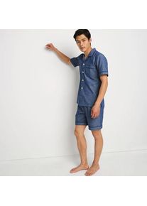 LANDS' END Essenzielle Popelin-Pyjamashorts, Herren,  Blau, Baumwolle, by Lands' End