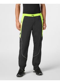 Plein Sport Herren Jogginghose "Scratch"0229, schwarz, gelbfluo, Gr. M, Obermaterial: 100% Polyamid; Futter: 100% Polyester, Hosen