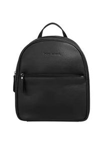 Cityrucksack Bruno Banani, Damen, Gr. B/H/T: 23cm x 25cm x 11cm, onesize, schwarz, Leder, Rindsleder, Rucks&auml;cke Cityrucksack, echt Leder