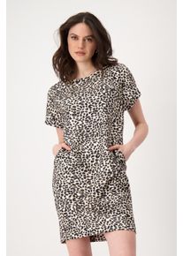 monari Damen Shirtkleidcoffee bean gemustert, modisch, Gr. 36, gemustert, animal-print, mehrfarbig, Web, Obermaterial: 48% Viskose, 47% Polyester, 5%