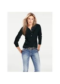 Polokragenpullover Heine "Polopullover", Damen, Gr. 50, schwarz, 100% Baumwolle, unifarben, Pullover