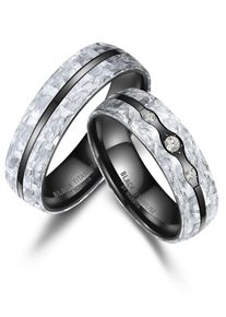 MARRYA Damen Partnerring, 48, Titanherren ring, schwarz, weiß, grau, Titan, Fingerringe