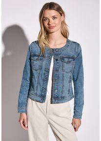 Street One Damen Jeansjackemid blau random, casual, Gr. 44, unifarben, Jeans, 72% Baumwolle, 27% Polyester, 1% Elasthan, Jacken, mit