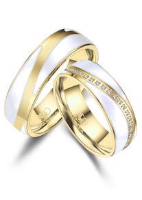 MARRYA Damen Partnerring, 66, Edelstahldamen ring, god, weiß, Edelstahl, Fingerringe