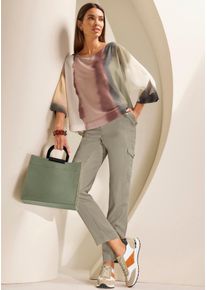 Heine Damen 3/4-Arm-Shirt "Blusenshirt"khaki, rotbraun, bedruckt, Gr. 32, gemustert, mehrfarbig, 100% Polyester, Top:5% Elasthan, 95% Viskose, Shirts