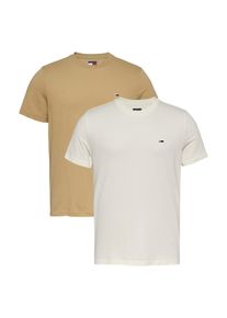 Tommy Jeans Herren Rundhalsshirt "TJM XSLIM 2PACK JERSEY TEE EXT"ancient weiß, relic tan, casual, Gr. XXXL, unifarben, Single Jersey, Obermaterial:
