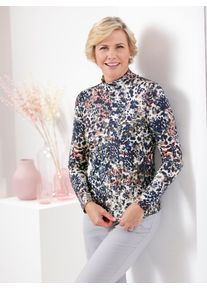 CLASSIC Damen Stehkragenshirt "Shirt"marine, taupe, bedruckt, Gr. 46, gemustert, mehrfarbig, 95% Viskose, 5% Elasthan, Shirts
