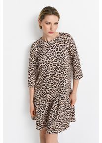 RICHROYAL Damen Minikleidleopardenmuster, casual, Gr. 42, Single Jersey, Obermaterial: 94% Polyester, 6% Elasthan, Kleider, Mit Rundhalsausschnitt