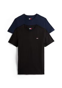 Tommy Jeans Herren Rundhalsshirt "TJM XSLIM 2PACK JERSEY TEE EXT"schwarz, schwarz night navy, casual, Gr. XXL, unifarben, Single Jersey,
