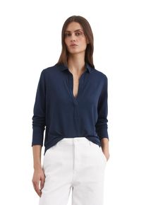 Marc O'Polo MARC O'POLO Damen Langarmbluse "aus LENZING ECOVERO "cloudless night, Basic, Gr. XXS, unifarben, Obermaterial: 94% Viskose, 6% Elasthan, Blusen