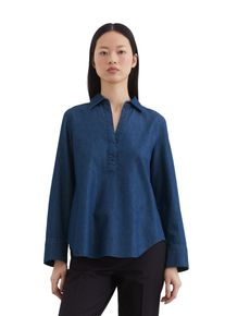 Marc O'Polo MARC O'POLO Damen Langarmbluse "mit TENCEL Lyocell"deep mid blau wash, elegant, Gr. 36, unifarben, Obermaterial: 79% Baumwolle, 21% Lyocell, Blusen