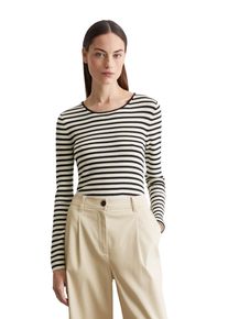 Marc O'Polo MARC O'POLO Damen Strickpullover "aus softer Merinowolle"stripe, creamy weiß, casual, Gr. XL, gestreift, Obermaterial: 100% Schurwolle, Pullover