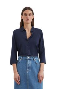 Marc O'Polo MARC O'POLO Damen Langarmbluse "aus LENZING ECOVERO "cloudless night, Basic, Gr. XS, unifarben, Obermaterial: 94% Viskose, 6% Elasthan, Blusen