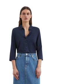 Marc O'Polo MARC O'POLO Damen Langarmbluse "aus LENZING ECOVERO "cloudless night, Basic, Gr. S, unifarben, Obermaterial: 94% Viskose, 6% Elasthan, Blusen