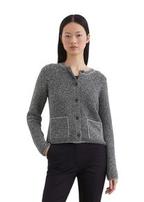 Marc O'Polo MARC O'POLO Damen Cardigan "aus Bouclé-Garn"striped mouliné, deep night b, casual, Gr. XXL, unifarben, Obermaterial: 80% Baumwolle, 20% Polyester,