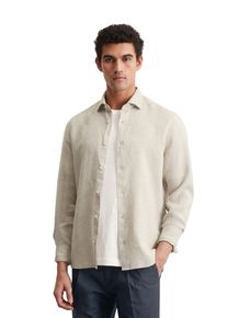 Marc O'Polo MARC O'POLO Herren Langarmhemd "aus reinem Leinen"multi, oak, casual, Gr. XL, unifarben, Obermaterial: 100% Leinen, Hemden