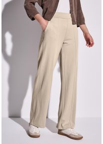 Street One Damen Stoffhosebarley beige, casual, Gr. 40, Web, Obermaterial: 73% Viskose, 24% Nylon, 3% Elasthan, Hosen, mit seitliche Taschen