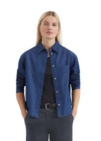 Marc O'Polo MARC O'POLO Damen Langarmbluse "mit TENCEL Lyocell"deep mid blau wash, elegant, Gr. 38, unifarben, Obermaterial: 79% Baumwolle, 21% Lyocell, Blusen