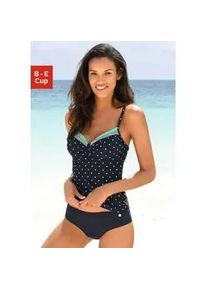 B&uuml;gel-Tankini-Top Lascana "Monroe", Damen, Gr. 46, Cup B, bunt (marine, t&uuml;rkis), Polyamid, gepunktet, gestreift, Bikini-Oberteile