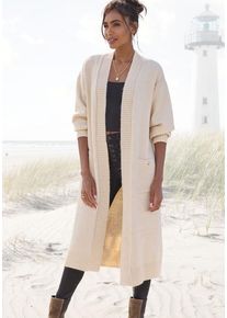 Lascana Longstrickjacke beige Gr. 32/34 für Damen. Mit Knöpfe. Figurumspielend