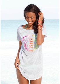 Venice Beach Longshirt weiß Gr. 32/34 für Damen. Rundhals und Druck. Figurumspielend
