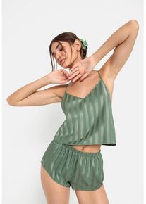 LSCN BY LASCANA Shorty grün Gr. 40 für Damen. Mit tiefer V-Ausschnitt. Figurbetont